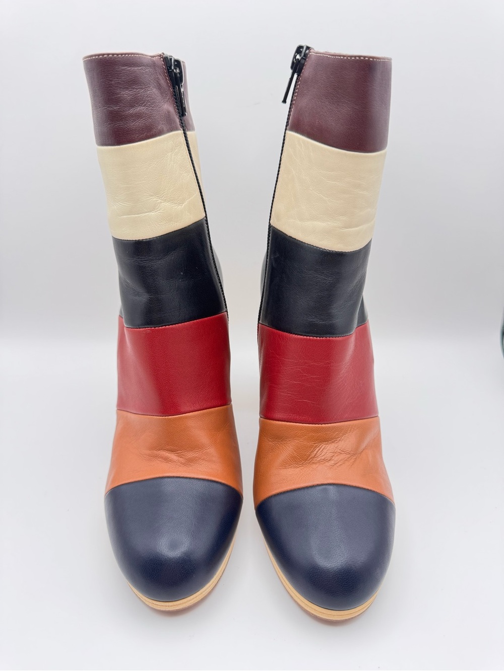 Valentino Garavani Marine Colorblock Leather Ankle Boots Block Heel EU 36 - Picture 3 of 7
